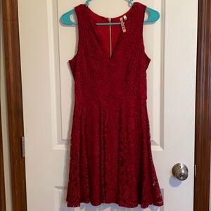 Red lace cocktail dress